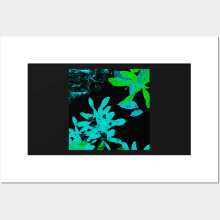 Abstract leafy flowers Posters and Art